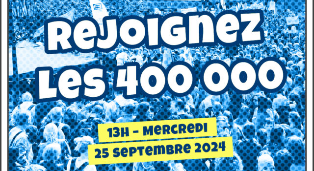 Visuel Enfance & Partage apporte son soutien au collectif Les 400 000 et appelle l’ensemble de la société civile à participer à la mobilisation du 25 septembre 2024.